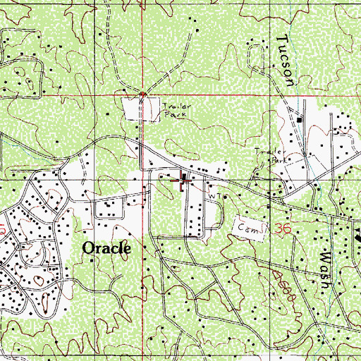Topographic Map of Oracle, AZ