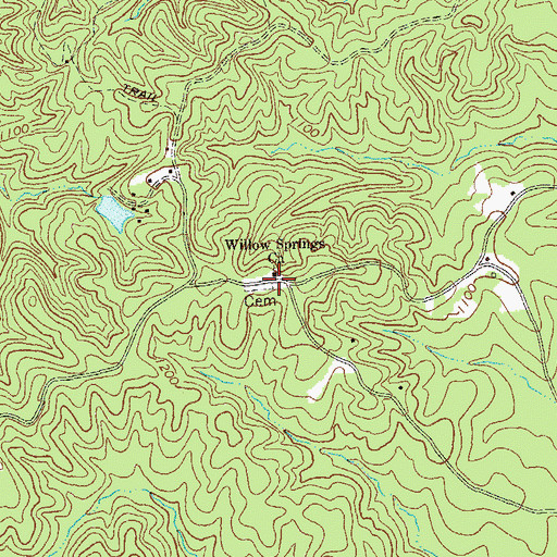 Topographic Map of Willow Springs Church, GA