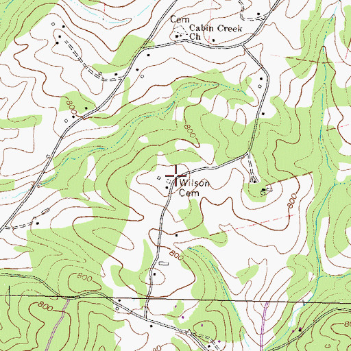 Topographic Map of Wilson Cemetery, GA