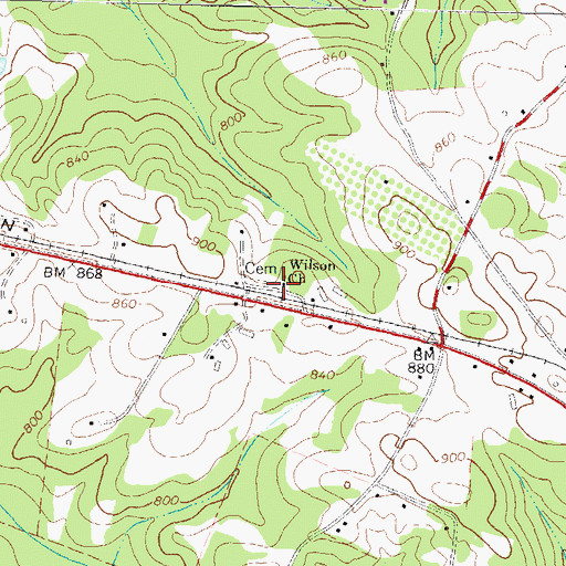 Topographic Map of Wilson Church, GA