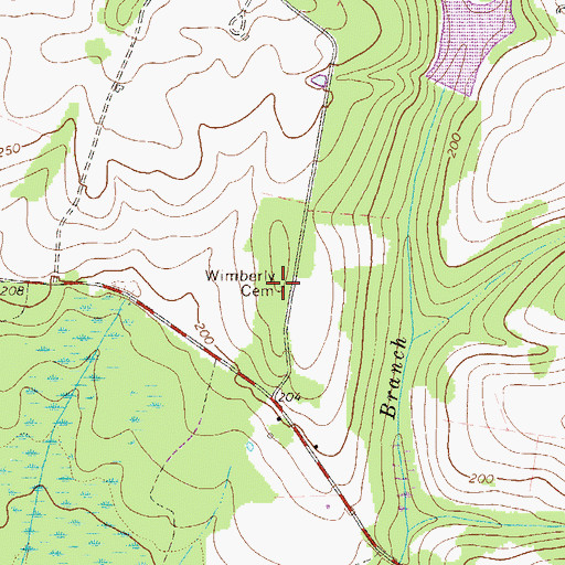Topographic Map of Wimberly Cemetery, GA