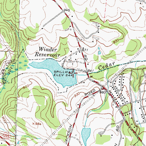 Topographic Map of Winder Reservoir, GA
