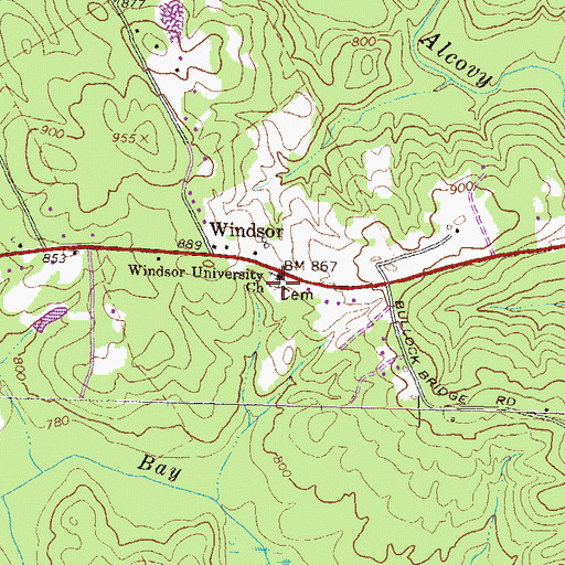 Topographic Map of Windsor University Church, GA