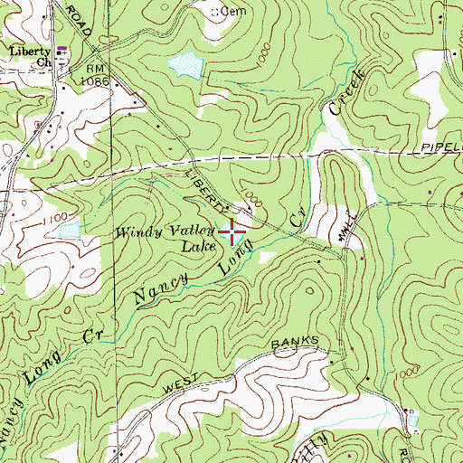 Topographic Map of Windy Valley Lake, GA