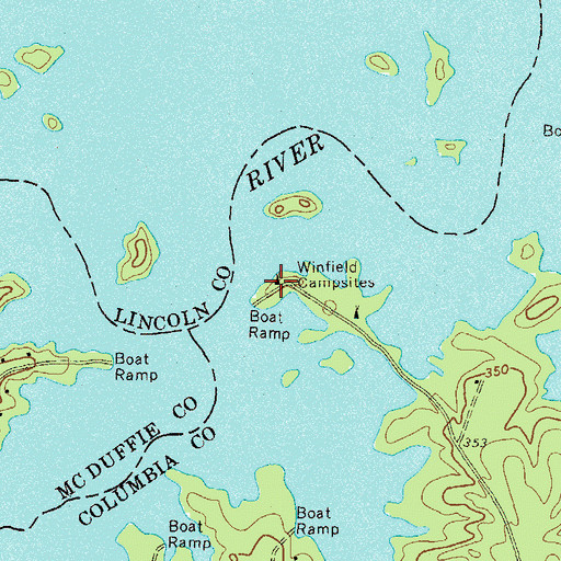 Topographic Map of Winfield Campsites, GA