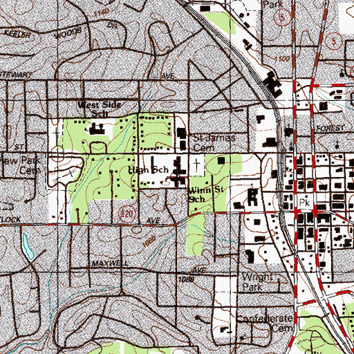 Topographic Map of Winn Street School, GA