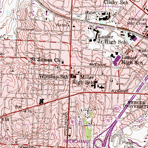 Topographic Map of Winship School, GA