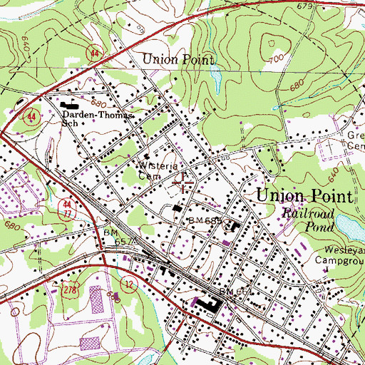 Topographic Map of Wisteria Cemetery, GA