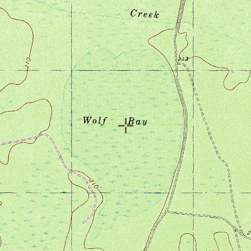Topographic Map of Wolf Bay, GA