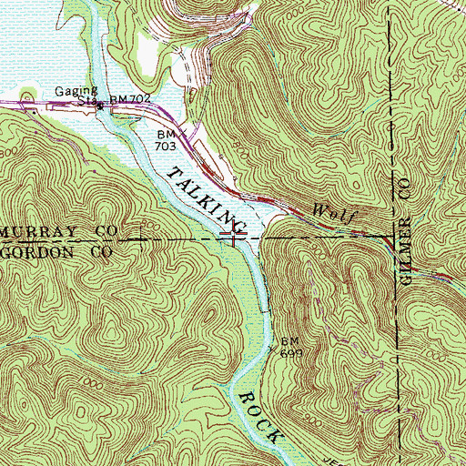 Topographic Map of Wolf Branch, GA