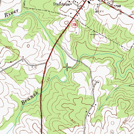 Topographic Map of Wolf Branch, GA