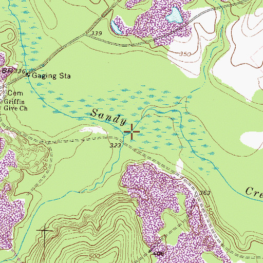 Topographic Map of Wolf Creek, GA
