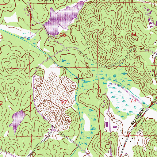 Topographic Map of Wolf Creek, GA