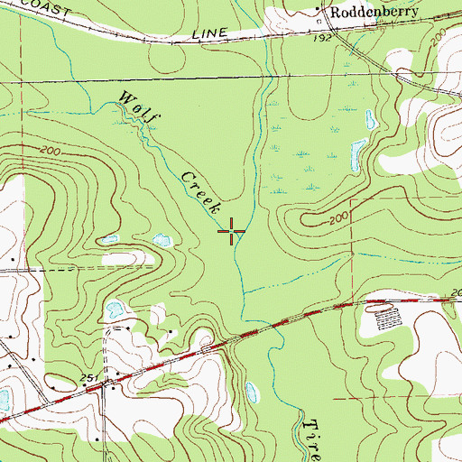 Topographic Map of Wolf Creek, GA