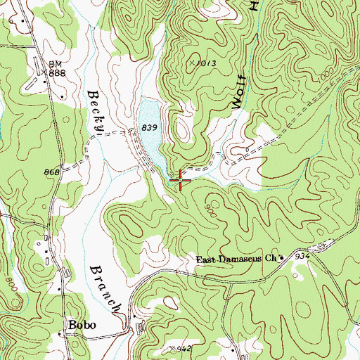 Topographic Map of Wolf Hollow, GA