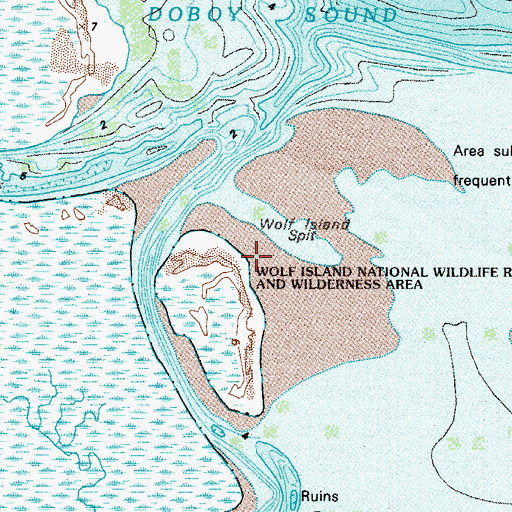 Topographic Map of Wolf Island Spit, GA