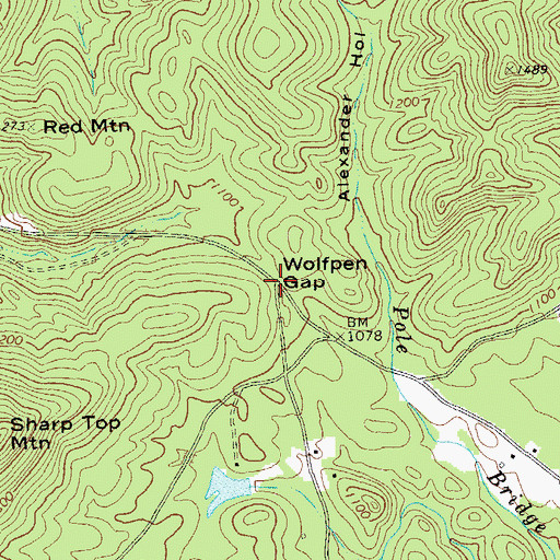 Topographic Map of Wolfpen Gap, GA