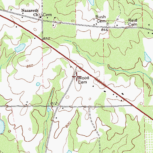 Topographic Map of Wood Cemetery, GA