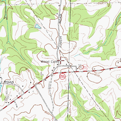 Topographic Map of Wood Cemetery, GA