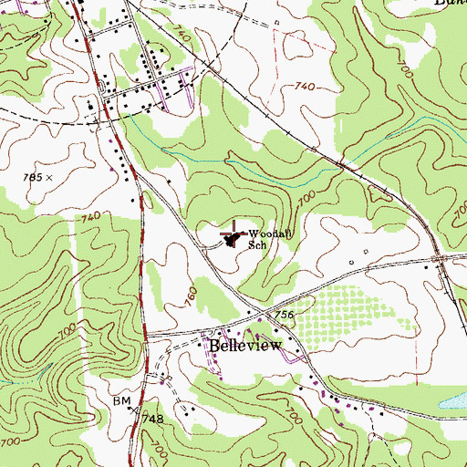 Topographic Map of Woodall School, GA