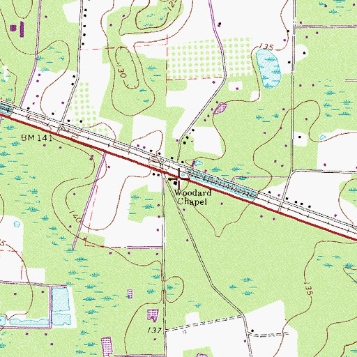 Topographic Map of Woodard Chapel, GA