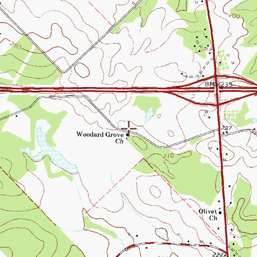 Topographic Map of Woodard Grove Church, GA