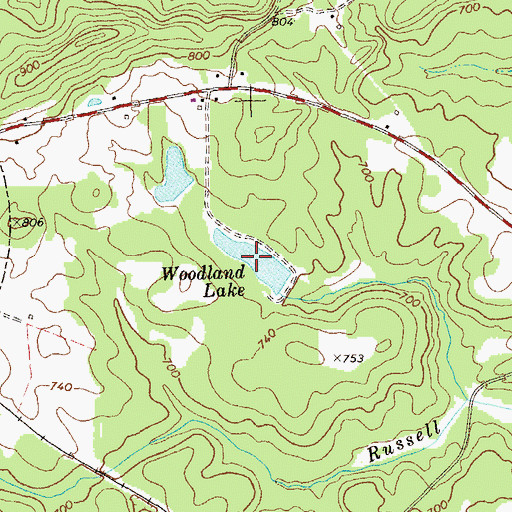 Topographic Map of Woodland Lake, GA