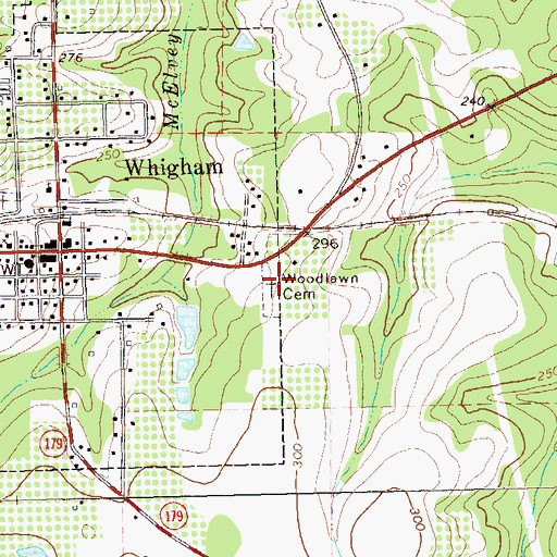 Topographic Map of Woodlawn Cemetery, GA