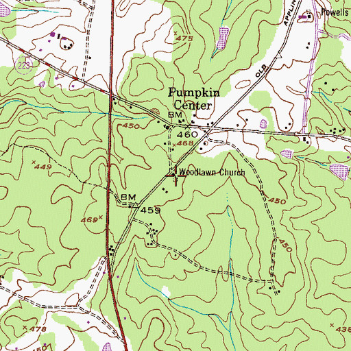Topographic Map of Woodlawn Church, GA