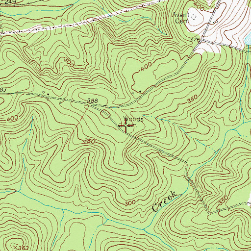 Topographic Map of Woods Cemetery, GA