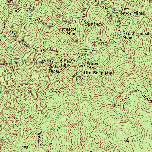 Topographic Map of Oro Belle Mine, AZ