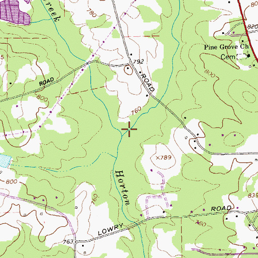 Topographic Map of Woolsey Creek, GA