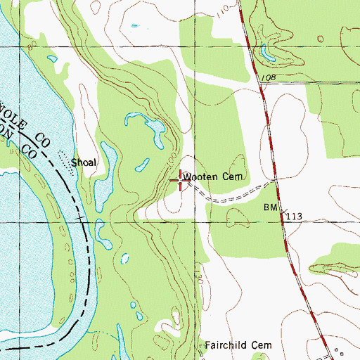 Topographic Map of Wooten Cemetery, GA