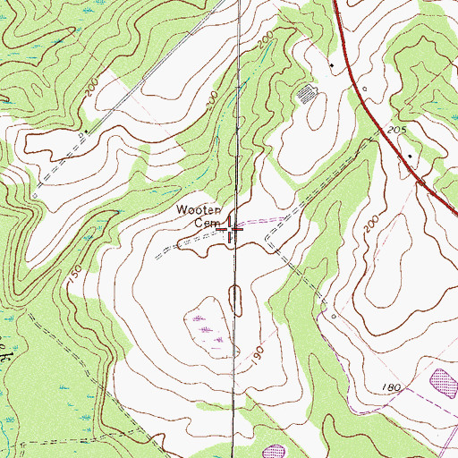 Topographic Map of Wooten Cemetery, GA