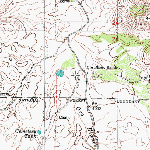 Topographic Map of Oro Blanco Ranch, AZ