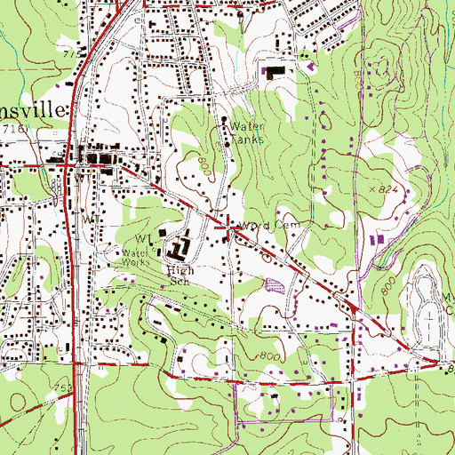 Topographic Map of Word Cemetery, GA