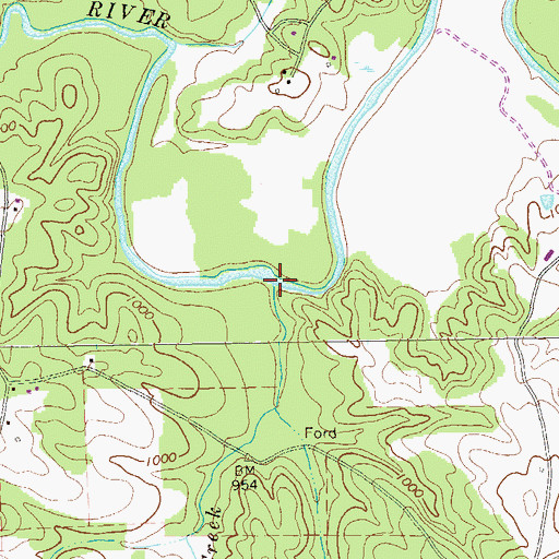 Topographic Map of Words Creek, GA