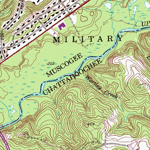Topographic Map of Wortley Creek, GA