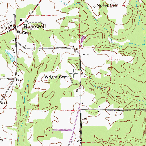 Topographic Map of Wright Cemetery, GA