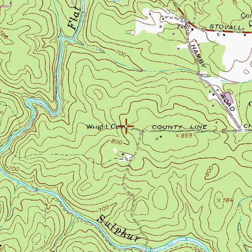Topographic Map of Wright Cemetery, GA