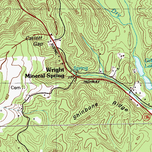 Topographic Map of Wright Mineral Spring, GA