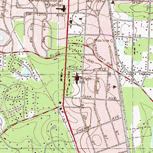 Topographic Map of Wright School, GA