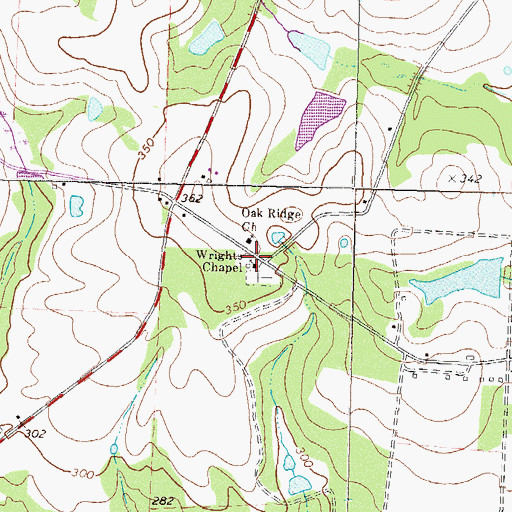Topographic Map of Wrights Chapel, GA