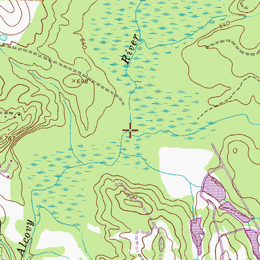 Topographic Map of Wrights Creek, GA