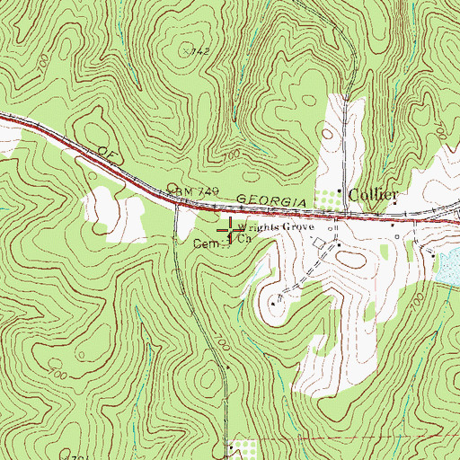 Topographic Map of Wrights Grove Church, GA