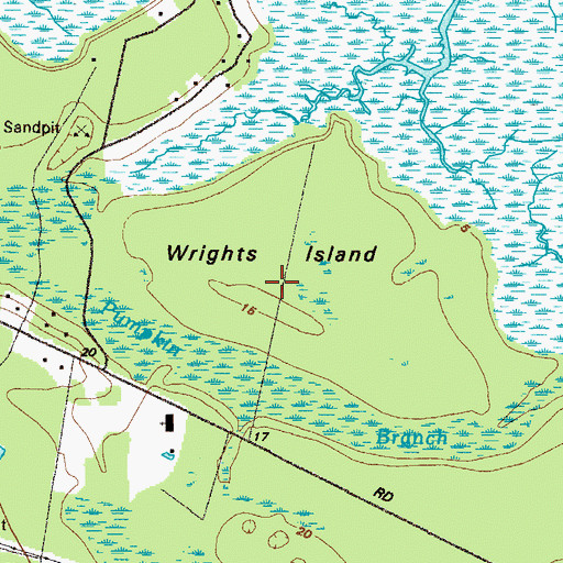 Topographic Map of Wrights Island, GA