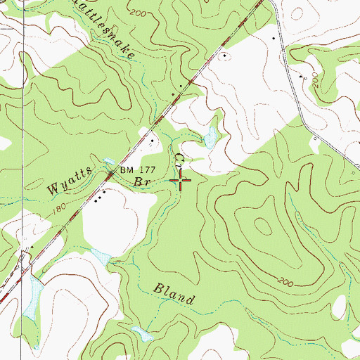 Topographic Map of Wyatts Branch, GA