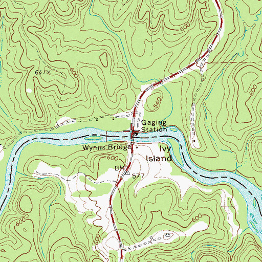 Topographic Map of Wynns Bridge, GA