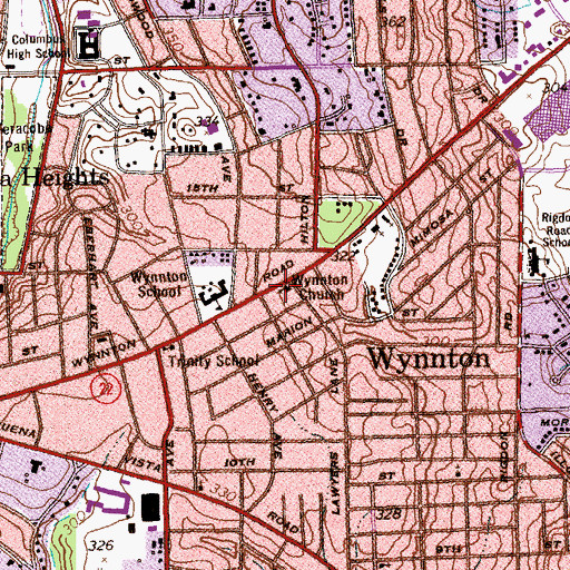 Topographic Map of Wynnton Church, GA