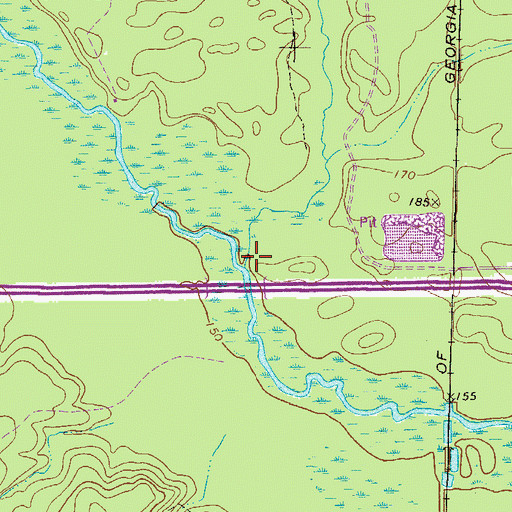 Topographic Map of Yam Grandy Creek, GA